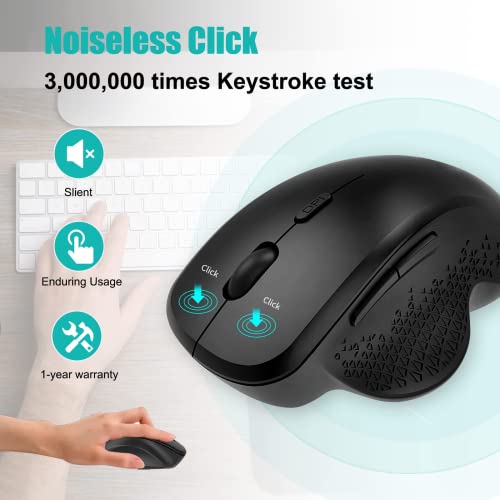 Guuueoo Wireless Computer Mouse, 2.4G Portable Silent Ergonomic Mouse With Usb Receiver, 3 Adjustable Dpi, 6 Buttons-Optical Mouse For Laptop, Pc, Tablet (Black) #TOP1