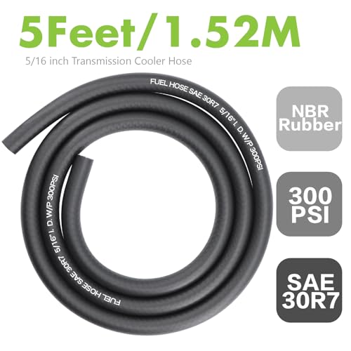 Image of Jeemiter 5 /16 inch ID Fuel Line Hose 5FT - SAE 30R7 Replacement Kit with 10 Clamps - Short Length for Lawn Mower, Generator, UTV, Automotive Fuel & Oil Lines