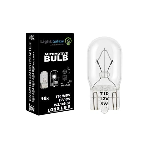 Light Galaxy ... Ihr Lichtlieferant 10x Standlicht T10 Lampe W5W 12V 5W Glassockellampe W2.1x9.5d Parklicht Birne Positionslicht Innenraumbeleuchtung Auto