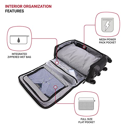 Swissgear Usb Spinner With Garment Bag, Black, Carry-On #TOP3