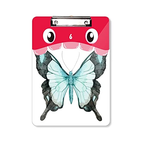 Dossier bloc-notes A4 papillon bleu clair rigide avec pince plate pour un confort d'écriture
