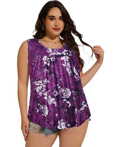 Image of Women Plus Size Tank Top Casual Summer Tops Loose Fit Sleeveless T Shirts Trendy Crewneck Tunic Tees 2026
