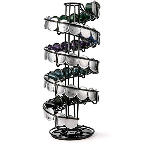 Nespresso Coffee Capsule Holder Rack Carousel, Holds 60 Kazaar Coffee Pods, 360° Standing