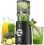 LINKChef Estrattore Frutta e Verdura, 200W Centrifuga Frutta e Verdura, 1.2L Estrattore di Succo a Freddo di Riempimento da 115 mm, Facile da Pulire, BPA Free, Nero