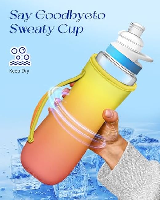 Water Bottle Sleeve for Cirkul 22 oz - 2 Pack Bottles Cover Holder Carrier Bag with Side Handle