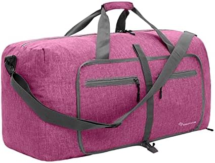 Dimayar Large 65L Holdall Bag for Women, Foldable Travel Duffle Bag for Men with Shoes Compartment,Overnight Hospital Weekend Bags for Women Waterproof and Tear Resistant (Grey)