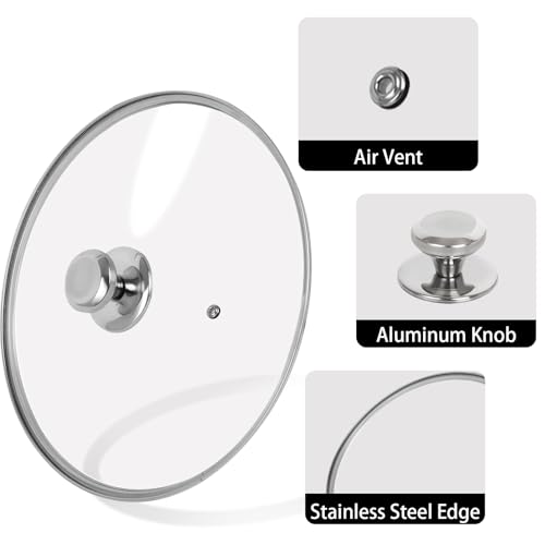 11 inch Tempered Glass Lid for Pots, Frying Pans and Skillets, Replacement Cover with Stainless Steel Knob Handle, Dishwasher Safe by GREAGLE - Image 4