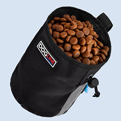 Image of Dogline Dog Treat Pouch: Puppy Training Bag, Pet Kibbles and Snacks Holder, Litter Waste Bags Dispenser with Adjustable Drawstring Closure, Large Capacity with Mesh Pocket, Strong Nylon Material