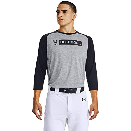 Under Armour Men's Utility 3/4 20 T-Shirt , Steel Full Heather (035)/Black , Large
