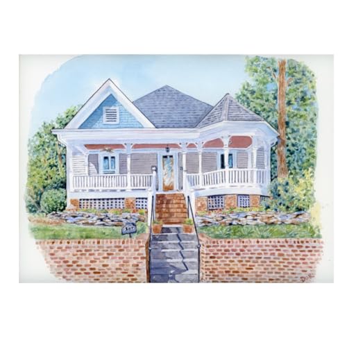 Custom hand painted watercolor house portrait from your photo., original