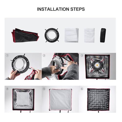 Image of GVM Portable Square Softbox 40 * 40cm with Grid Diffuser Fast-Setup Bowens Mount Softbox Compact Photography Lighting Softbox for Photography Shooting Continuous Light Monolight Strobe Flash