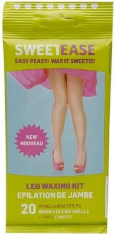 SweetEase Leg Waxing Kit 20 Vanilla Wax Strips +2 Wipes