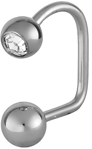 16g 11mm Surgical Steel Lip Piercing Jewelry Combination Half Hoop + Stud Labret Ring with Crystal