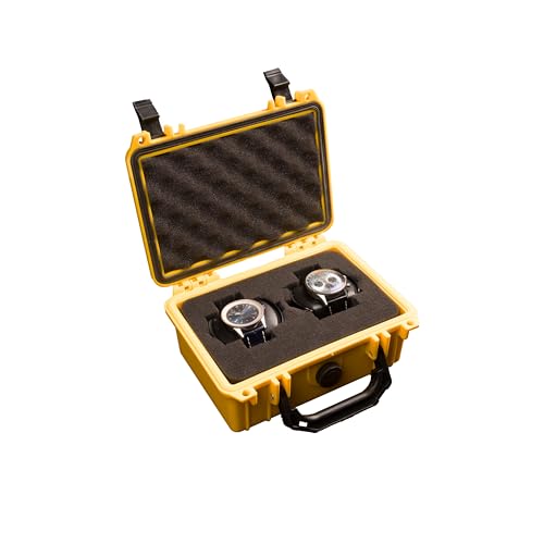 Image of MEIJIA IP67 waterproof hard compact case,Customizable Fit Foam,8.12 inchx6.56 inchx 3.56 inch,Fit Use of Drones, Cameras,Equipments,lens (Yellow)