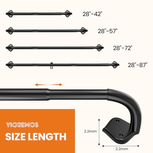 Image of 2 Pack Curtain Rod Wrap Around Adjustable Room Darkening Blackout Curtain Rod 28-42 inch Easy Install Black Curtain Rods for Windows Bedroom Outdoor