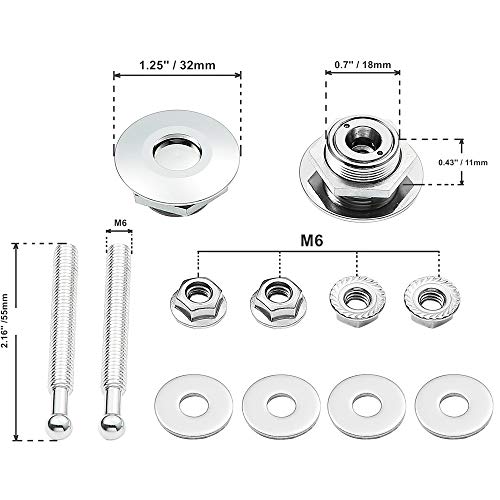 Stetion Quick Release Latch License Plate Lock Clip 1.25" Diameter Aluminum Alloy Car Hood Pins Lock Clip Kit For Bumper Hood License Plate (2 Pack - Silver) #TOP3