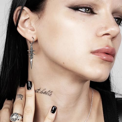 HZMAN Gothic Spike Dangle Earring for Men Punk Stainless Steel Earrings for Women3