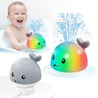 Gigilli Baby Bath Toys, Rechargeable Toddler Bath Toy for 1-2 Years Old Light Up Whale Bath Toys for Babies 6-12 Months Boys Girls Infant Kids Christmas Birthday Gifts- Grey
