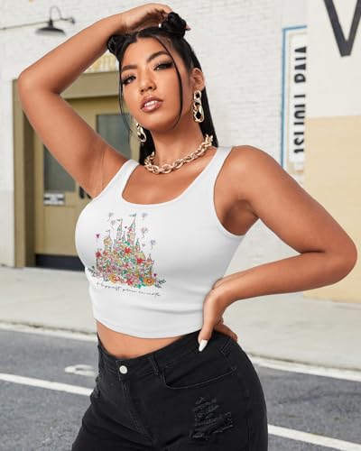 Flafens Crop Tops for Women Summer Tank Tops - Cute Ribbed U Neck Graphic Sleeveless T Shirts Yoga Gym Short Tanktops4