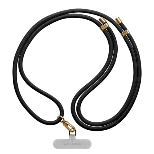Image of CASETiFY 6mm Rope Cross Body Strap with Card - Black (Gold)