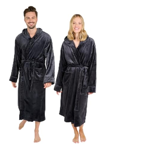 Blumtal Bademantel Damen & Herren XXL - OEKO-TEX zert. Morgenmantel mit Kapuze, extra saugstark, für Sauna, Anthrazit-Grau Blumtal Bademantel Damen & Herren XXL - OEKO-TEX zert. Morgenmantel mit Kapuze, extra saugstark, für Sauna, Anthrazit-Grau