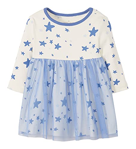 Moon and Back Baby Girls' Long Sleeve Star Print Tulle Dress