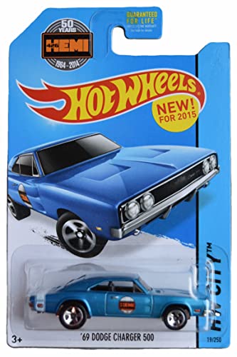 Hot Wheels 69 Dodge Charger 500 azul miniatura 1