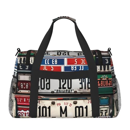 Old License Plate print Carry on Bag Underseat Personal Item Bag Travel Duffel Bag Gym Carry On Sports Bag2