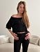 Kistore Womens Short Sleeve Shirts Off Shoulder Crop Tops Loose T Shirt Asymmetrical Neck Going Out Trendy Top Black S