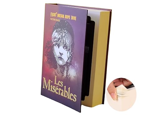Book Safe with Key Lock | Hidden Storage Box for Cash, Jewelry, Passports | Secret Compartment Disguised as Real Book | Anti-Theft Security Box for Home, Office, Travel (Les Miserables-Key)