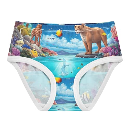 Pattern Toddler Underwear Floral 2t Cotton Little Girl Panties Animals Reefs Blue Kids Briefs Undies