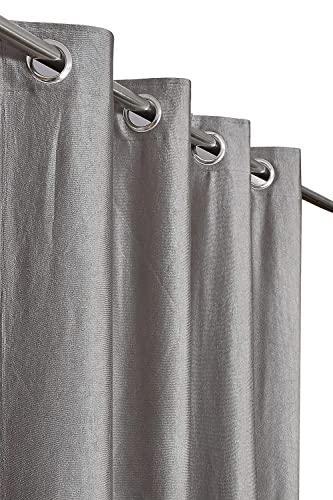 Image of Window Curtains 5 Feet Long for Living Room - Window Curtains Set of 1 Pcs Panel, Curtain Solid Parda for Home Decor & Office Grey Colour - 5 feet (48 x 60 Inch) - 2 Pcs
