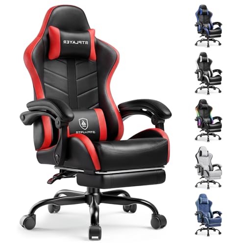 Image of GTPLAYER Gaming Chair, Computer Game Chair for Adults, Black - Red