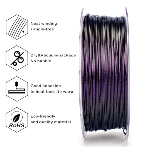 Image of ZIRO Chameleon Series Filament, 3D Printer Filament 1.75mm, Shiny Sparkle PLA with Glitter, Super Twinkling Effect Material 1kg /2.2lbs Spool, Fit Most FDM 3D Printers, Forged Purple Luster