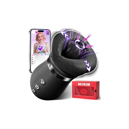 Vibrator Adult Sex Toys for Women - Sovokn 5IN1 Mouth Sucking Vibrator Rose Sex Toy, 10 Tongue Licking, 3 Auto & 1 Manual Sucking Adult Toys New APP, Clit Nipple Vibrators Female Couple Sex Toy, Black