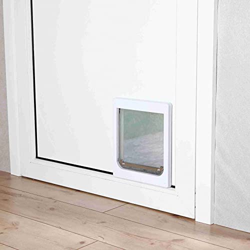 2-Wege Freilauftür für Hunde, mit Tunnel, XS–S: 25 × 29 cm, weiß
