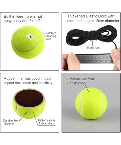 Image of Tennis Trainer Rebound Ball with Elastic Rope for Solo Practice - Self Training Tennis Ball with String for Beginners, Kids & Adults | Indoor Outdoor Tennis Practice Equipment (Pack of 2)