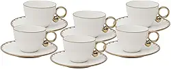 WOLFF - Conjunto 6 Xícaras de Chá de Porcelana com Pires Egg Branco 200ml