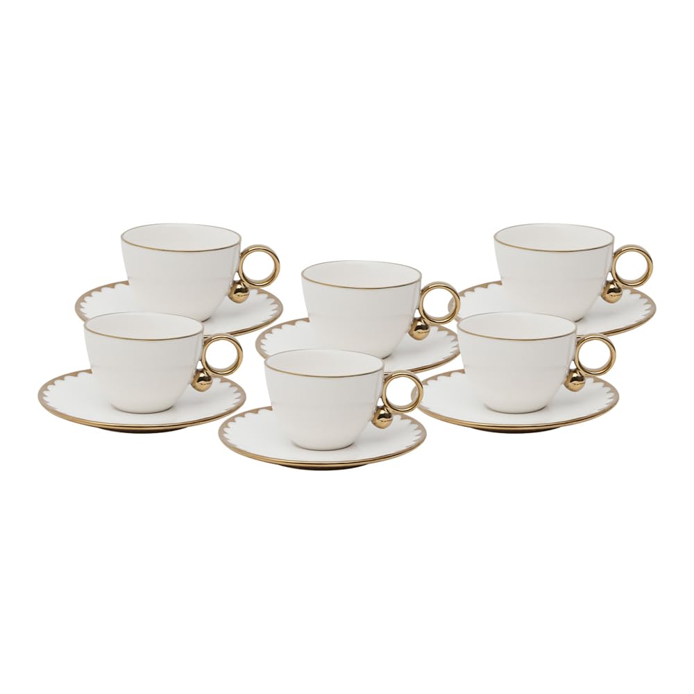 WOLFF - Conjunto 6 Xícaras de Chá de Porcelana com Pires Egg