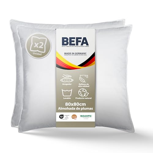 BEFA NATUR Almohada de Plumas 80x80 cm