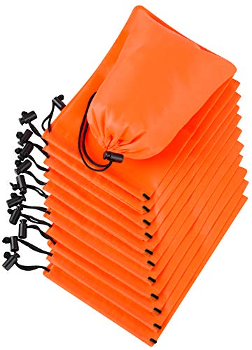 Drawstring Bag - Nylon Cinch and Ditty Stuff Pouch with Toggle (5 x 7-12 pack, Orange)
