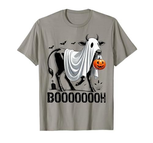 Divertente mucca fantasma Halloween con Jack O Lanterna - Boooh Bull Maglietta