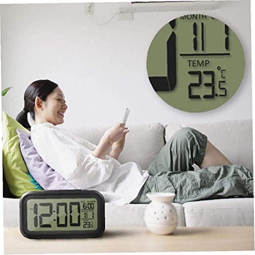 Réveil numérique rectangle LED noir et blanc avec calendrier intelligent