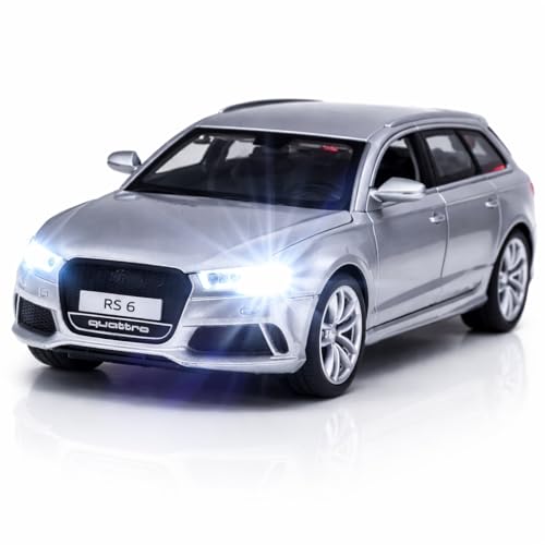 Image of Magicwand Die-Cast Metal 1:32 Scale Auudi RS6 with 4 Openable Doors Music,Pull Back Action & Glowing Head & Tail Lights【Pack of 1】【Colors as Per Stock】