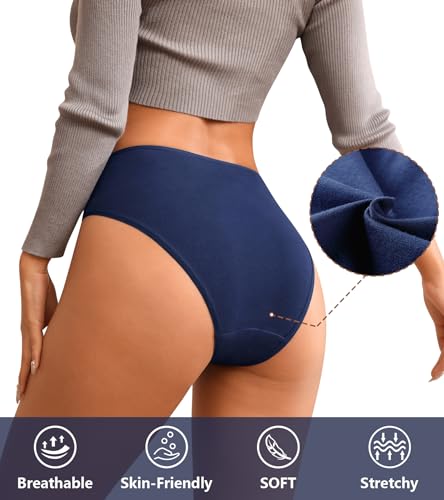 OLIKEME Womens Underwear Cotton Bikini Panties Hig Cut Hipster Breathable Stretch Briefs4