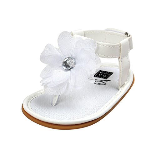 Baby Schuhe Auxma Baby Mädchen Blumen Sommer Sandalen Anti-Rutsch-Krippe Schuhe Für 3-18 Monate (7-13 M, Weiß)