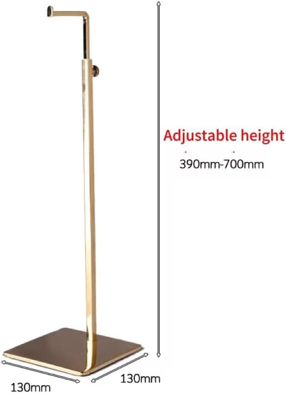 Single Hook Adjustable Purse Display Stand Metal Adjustable Handbag Bag Display Rack Holder (GOLD)