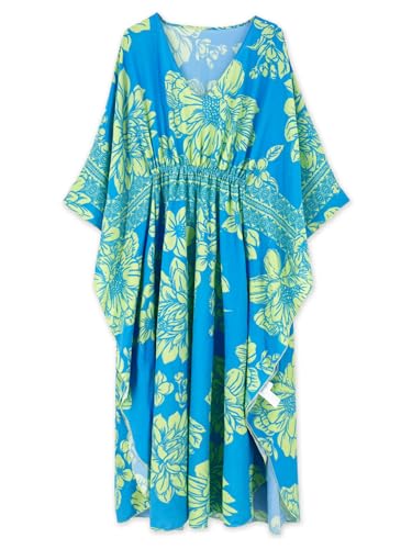 Image of Moss Rose Kaftan Dresses for Women V Neck Summer Swimsuit Cover up Caftan Maxi Beach Dresses