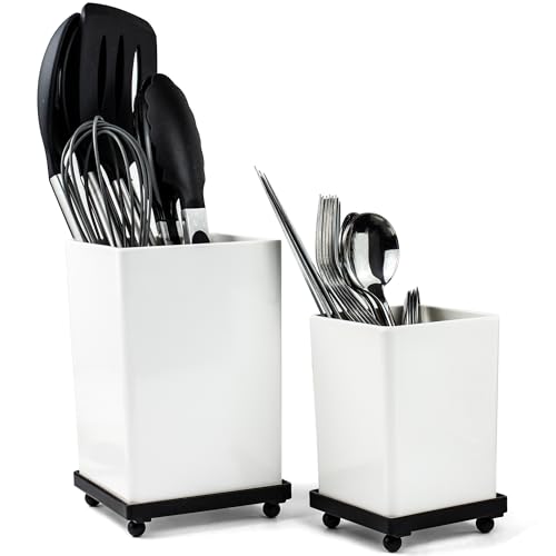 ECOIOU Tiered Counter Utensil Holder Set with 6.5" & 4.7"