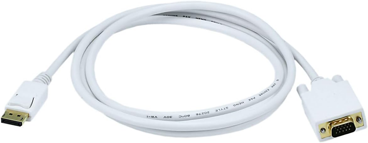 Monoprice 6ft 28AWG DisplayPort to VGA Cable - White